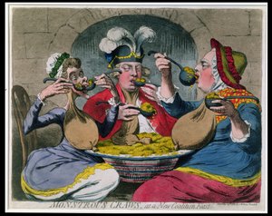 Monstruoso Craws em uma nova festa de coalizão, publicado pela SW Fores em 1787 (gravura com a aquatint)